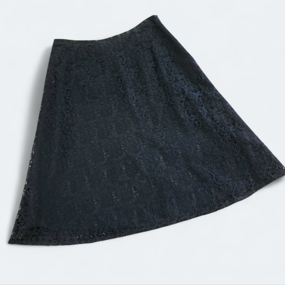 Talbots Black Lace Skirt Size 8 Midi Evening Whimsigoth